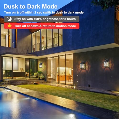 Motion Sensor Porch Light Dusk to Dawn Outdoor Wall Light - color: Black