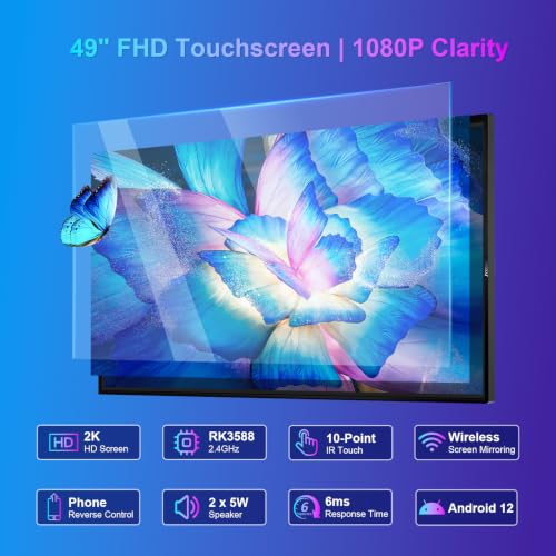 49" Smart Board 4K Android 12 8GB+64GB, for Office & Classroom - size: 49 Inch