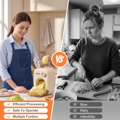 MOGAN Electric Cheese Grater, 5-in-1 Automatic Vegetable Slicer Shredder - color: Beige