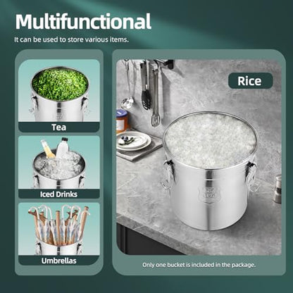 33L/5.55 Gal Stainless Steel Food Storage Container with Lid - size: 5.55 gal
