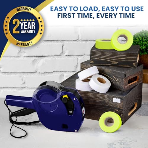 Perco Price Gun 1-Line Kit with 2 White 4 Yellow Rolls, Clip & Ink Rollers - color: Yellow
