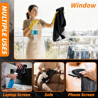8 Pack Microfiber Car Towels, 36" x 24" Microfiber Cleaning Cloth, 600 GSM - color: Gray, size: 36x24in- 8 Pack