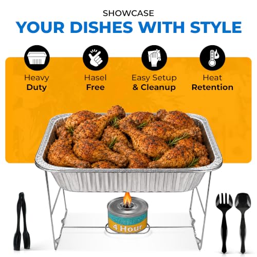 Disposable Chafing Dish Buffet Set, 6 Pack Half Size 10 x 12 Inch Food Pans