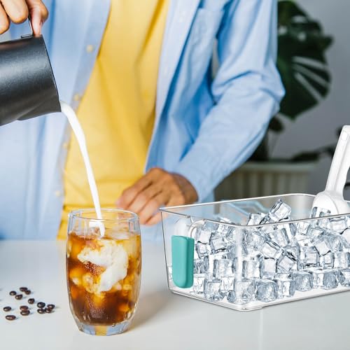Havawish Ice Storage Bin and Flexible Scoop Set Plastic Freezer Bin - color: Blue, size: 10.83 x 7 x 4.33 in, style: Classic