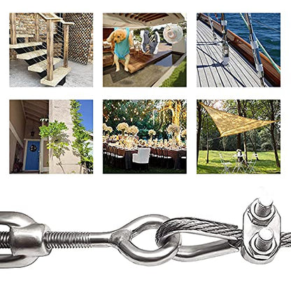 M10 Eye & Eye Turnbuckle, 304 Stainless Steel Turnbuckle Heavy Duty Wire Rope Tension 5 Pcs - style: Eye & Eye-M-10