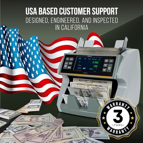 KOLIBRI Money Counter Machine I 4.5 TFT Display I Business Grade I Advanced IR/UV/MG/MT/DD/HLF Detection I Mixed Denomination (USD) I 1,200 Notes/Min I 3-Year Warranty I KBR-1500 V2 - color: Gray (Kbr-1500 V2)