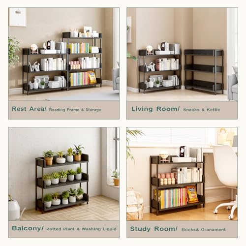 OSCHF Wide Open Shelf Bookcase, 3-Tier, Full Black - color: Black, size: 3-Tier