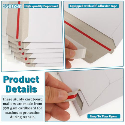 200 Pack Rigid Mailers 4.5x6.5 Inch Self Seal Document Mailers, 350GSM Protective Flat Cardboard Sturdy White Photography Envelopes for Trading Card, Photos, Document, Coins, Stamps - color: 4.5x6.5 Inch-200 Pack