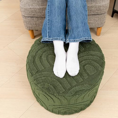Asuprui Boucle Pouf Ottoman Foot Rest, Deep Green, 20x20x14 Inches - color: Deep Green, size: 20"D x 20"W x 14"H