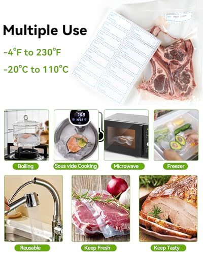 AENTGIU 400 Vacuum Sealer Storage Bags, 8x12 Inch Seal a Meal Bags - size: Precut 8" x 12" Quart (400 count)