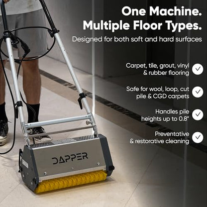 14" Counter-Rotating Brush (CRB) Carpet & Hard Floor Cleaning Machine – 450 RPM, Quiet 53 dBA, Compact 41 lb Commercial Scrubber – Ideal for Offices, Hotels & Small Spaces - size: 14"