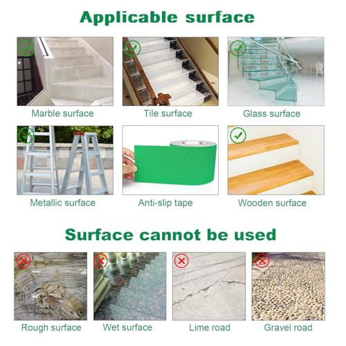 BOMEI PACK Anti Slip Traction Tape,4 Inch x 33 Ft,Heavy Duty Non Slip Tape,Grip Tape for Stairs, Tread Step, Indoor & Outdoor Use,Waterproof Stairs Non Skid Treads (Green) - color: Green