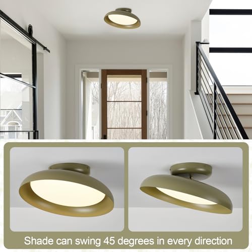 BISAMIYA Dimmable LED 15.7 inch Semi Flush Mount Ceiling Light - color: Deep Green
