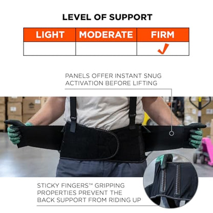 Ergodyne ProFlex 2000SF Back Support Brace, 8.5" Spandex, V-Shape Design and Patented Stays for Added Support, Medium,Black - size: 11283