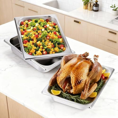6 Pack Half Size Hotel Pans 2.5 Inch Deep 1/2 Size Steam Table Pans