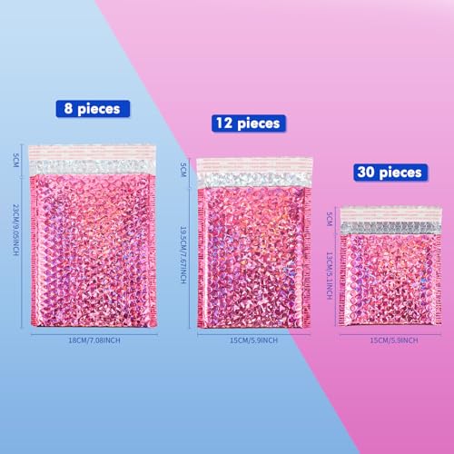 Outus 50 Pcs Bubble Mailers 3 Sizes, Bubble Shipping Envelopes, Rose Red - color: Glitter Rose Red