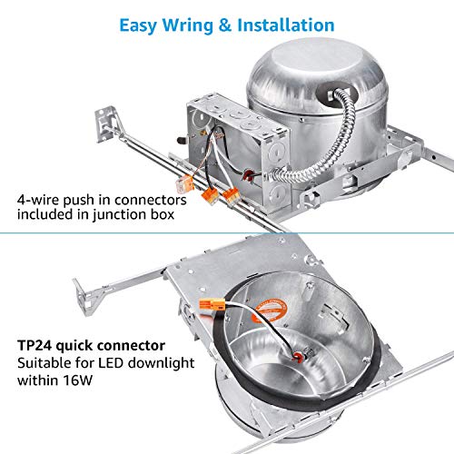 TORCHSTAR 8-Pack 6 Inch Shallow New Construction Recessed Lighting Housing - size: 6 Inch