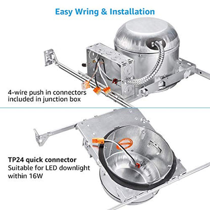 TORCHSTAR 8-Pack 6 Inch Shallow New Construction Recessed Lighting Housing - size: 6 Inch