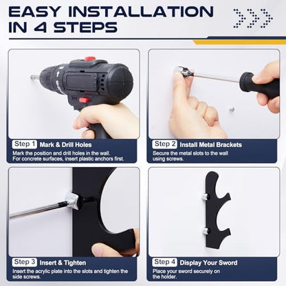 SiliFine 2 Pairs Saber Wall Mount Holder Saber Display Stand Rack