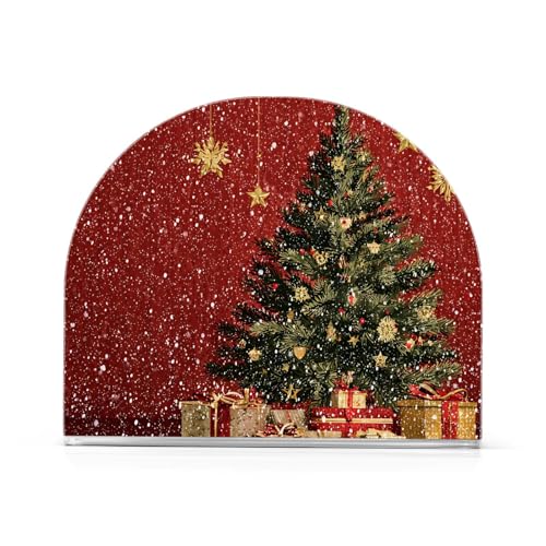 Napkin Holder Highland Christmas Tree and Snow Acrylic Tissue Dispenser Non-Slip Holds 50-60 Napkins Freestanding Tissue Dispenser Box, for Kitchen Dining Car Decor - color: Christmas tree and snow