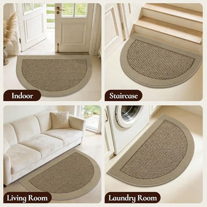 Dirt Trapper Door Mats 24" x 36", Non-Slip & Washable, Beige - color: Beige, size: 24" X 36" (Semicircular)