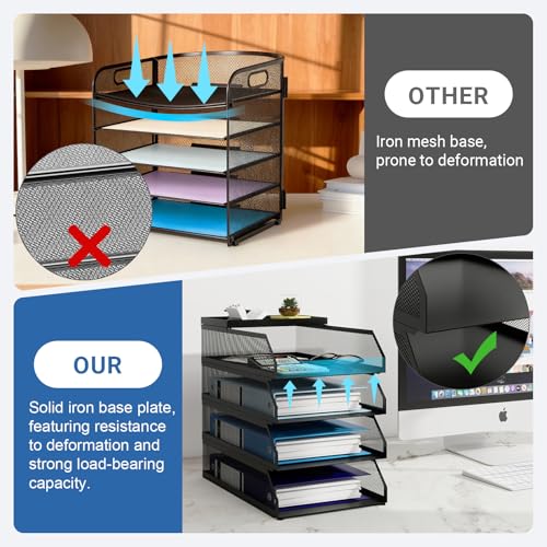 Natwind 4-Tier Stackable Metal Mesh Desk Paper Tray Organizer,Black - color: Black, size: 4 tier