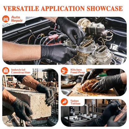 ANBOSON 10 Mil Heavy Duty Mechanic Nitrile Gloves, Large Black 100 Count - color: Black-100, size: Large
