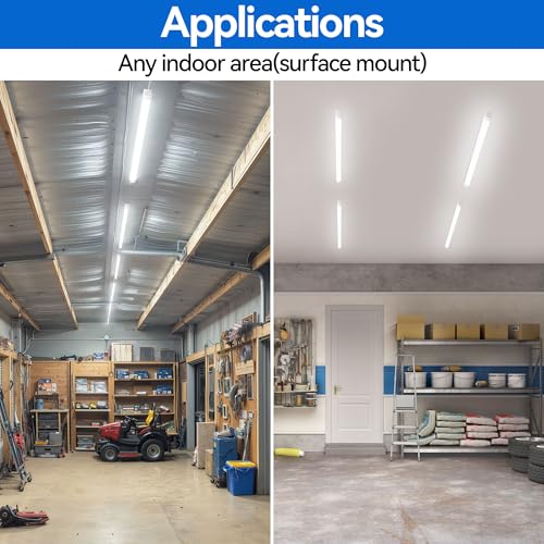 6-Pack LED shop lights 4ft, 3000k-6500k CCT adjustable,15W-40W adjustable Linkable shop lights frosted cover, 5,600LM T8 Integrated tube, Plug and Play LED ceiling lights for Garage,Workshop,basement