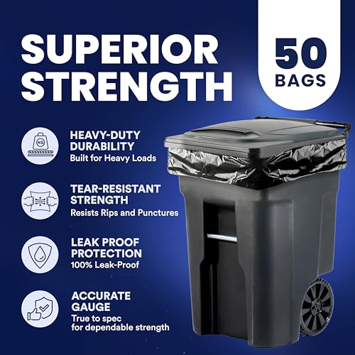 Plasticplace 95-96 Gallon Garbage Can Liners │ 1.5 Mil │ Black Heavy Duty Trash Bags │ 61” X 68” (50Count) (W95LDB15) - size: 1 Count (Pack of 50)