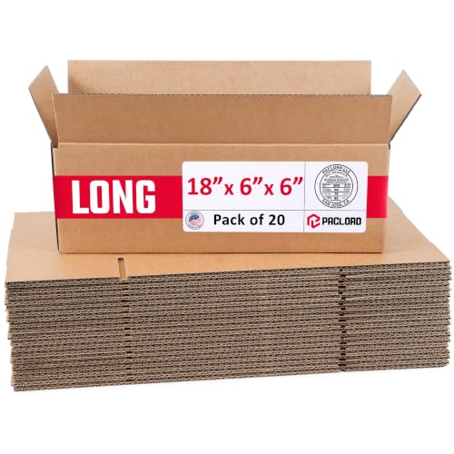 Long Cardboard Boxes 18"L x 6"W x 6"H (Pack of 20) - USA-Made Packing Boxes for Moving, Shipping, or Storage - USPS, UPS, FedEx Approved - Professional Packing Supplies for Moving - color: Pack of 20, size: Long 18x6x6"