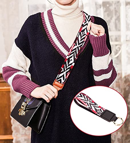 Nylon Webbing 1.5 Inch Colorful Ethnic Bohemian Webbing for Straps Purse Straps Backpack Straps Luggage-Single-Sided Pattern-38MM-1 1/2" (Red Black) - color: Red Black-6 Yards