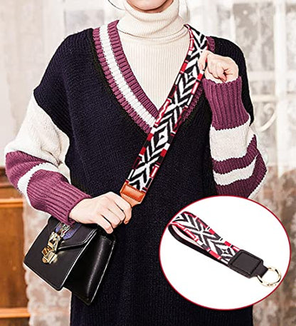 Nylon Webbing 1.5 Inch Colorful Ethnic Bohemian Webbing for Straps Purse Straps Backpack Straps Luggage-Single-Sided Pattern-38MM-1 1/2" (Red Black) - color: Red Black-6 Yards