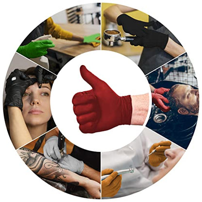 L3 Level 3 Nitrile Gloves - Professional Heavy Duty Disposable Gloves - Latex Free - Fits Snug - Box of 100 - color: Red, size: Large (Pack of 100)