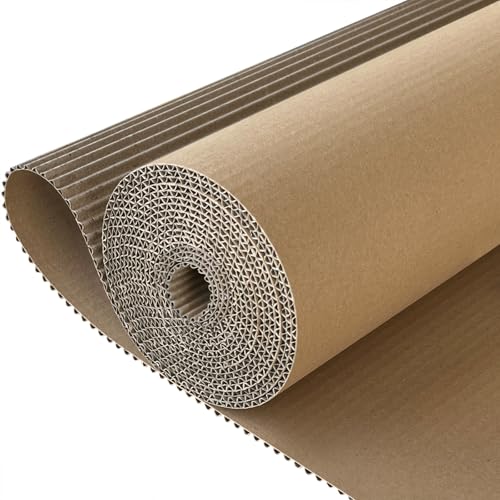 SYOGUA Corrugated Cardboard Roll, 17 x 197 Inches Thicker Wider Corrugated Paper, Single Face Large Cardboard Sheets Thick Cardboard Roll for Crafts, Shipping, Mailing, Gift Packaging - size: 17 x 197 inches