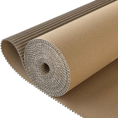 SYOGUA Corrugated Cardboard Roll, 17 x 197 Inches Thicker Wider Corrugated Paper, Single Face Large Cardboard Sheets Thick Cardboard Roll for Crafts, Shipping, Mailing, Gift Packaging - size: 17 x 197 inches