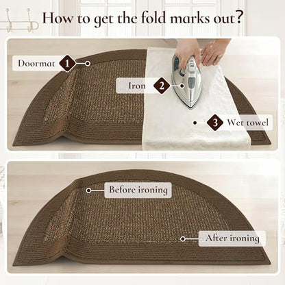 Dirt Trapper Door Mats 26" x 40", Non-Slip & Washable, Brown - color: Brown, size: 26" X 40" (Semicircular)