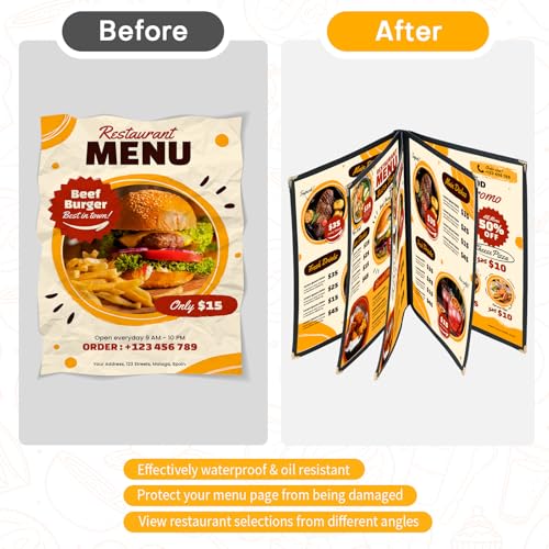 10pcs 5 Page Menu Covers, 10 View 8.5 x 11 Inch Clear PVC Menu Holder - size: 5 Page