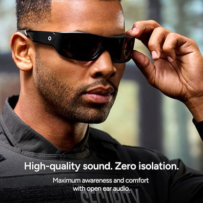 Lucyd Armor Smart Safety Glasses, TR90 Frame, Light Adaptive Lenses, Open Ear Speakers & Microphone - ANSI Z87.1 - style: Black Polarized