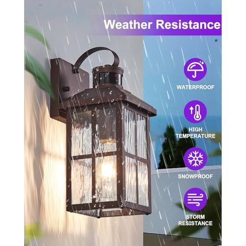 Motion Sensor Porch Light Dusk to Dawn Outdoor Wall Light - color: Bronze