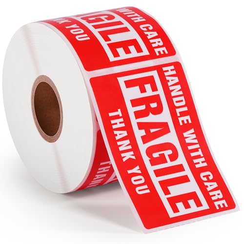 3 × 2 Inch Fragile Stickers Strong Adhesive Handle with Care Stickers Pre-Perforated Line Fragile Labels for Shipping Moving (500 PCS, 1 Roll) - size: 3" × 2", style: 1 Roll-500 PCS