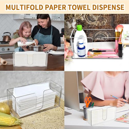 2 Pack Acrylic Paper Towel Holder, Countertop Napkin Dispenser for C-Fold