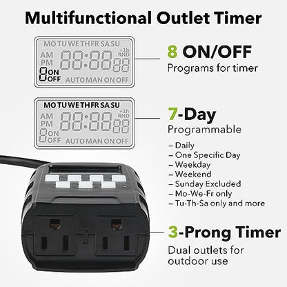 BN-LINK Outdoor 7-Day Programmable Timer Outlet, 2 Outlets, 2 Pack - size: Standard 2 Pack