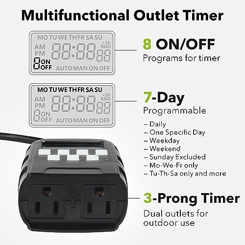 BN-LINK Outdoor 7-Day Programmable Timer Outlet, 2 Outlets, 2 Pack - size: Standard 2 Pack