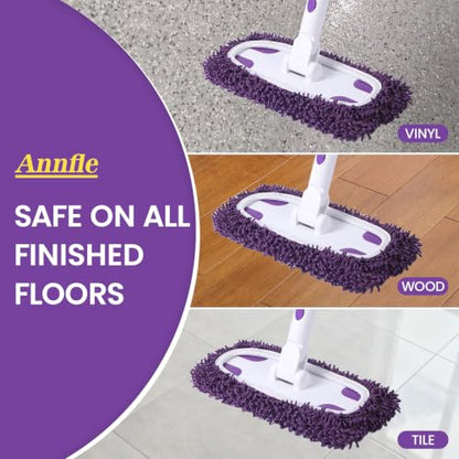 2-in-1 Sweeper Mop with 4 Washable Microfiber Pads - color: Purple