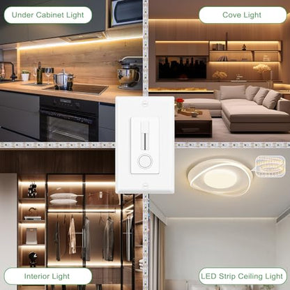 Greencycle 60W 12V LED Driver and Dimmer Switch,Compatible with Only 12VDC LED Strip Lights and Fixtures,Single Integrated Unit, Converts 120V AC to 12V DC, Neutral Wire Required, ETL - color: 12V Strip Driver Dimmer