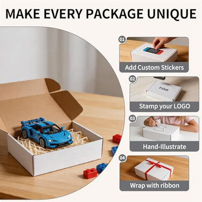 Fishat 12" x 9" x 4" White Corrugated Cardboard Shipping Boxes Set of 25 - size: 12" x 9" x 4"