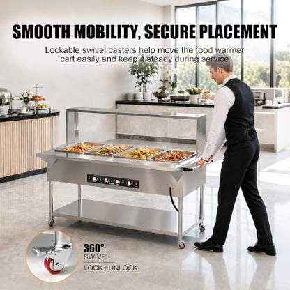 Steam Table, Commercial Electric Food Warmer for Buffet Catering,Incl.Work Table,Bain-Marie (Dry Heat - 80QT (110-120V)) - size: Dry Heat - 80QT (110-120V)