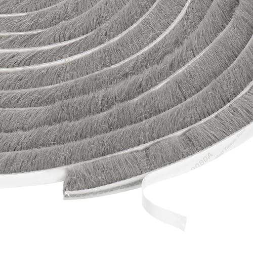 uxcell Self Adhesive Brush Seal Weather Stripping 1/2" x 1/4" x 16.4ft, Door Brush Strip for Sliding Sash Door Window Wardrobe Seal, Gray - color: Gray, size: 1/2" x 1/4" x 16.4ft