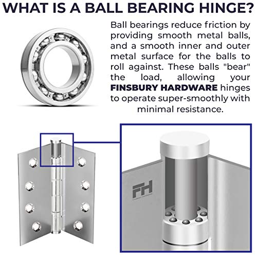 Solid Brass Chrome Door Hinge Heavy Duty Ball Bearing Shiny Silver 4x4 Inch - Set of 3 Hinges (Polished Chrome) - color: Polished Chrome