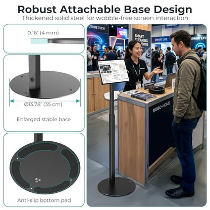 Anti-Theft iPad Kiosk Stand, Adjustable Tablet Floor Stand for POS Checkout - color: Black